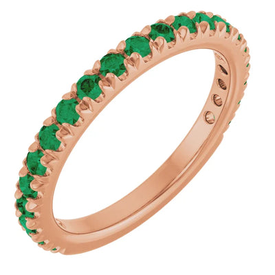 Kenla Round Gemstones 3/4 Eternity French Pave Wedding & Anniversary Band