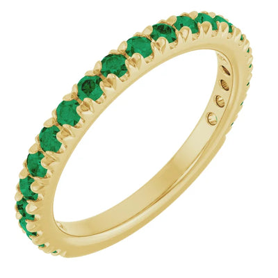 Kenla Round Gemstones 3/4 Eternity French Pave Wedding & Anniversary Band
