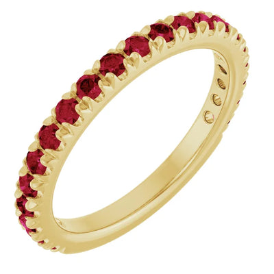 Kenla Round Gemstones 3/4 Eternity French Pave Wedding & Anniversary Band