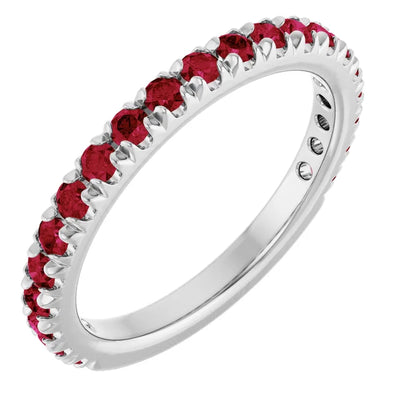 Kenla Round Gemstones 3/4 Eternity French Pave Wedding & Anniversary Band