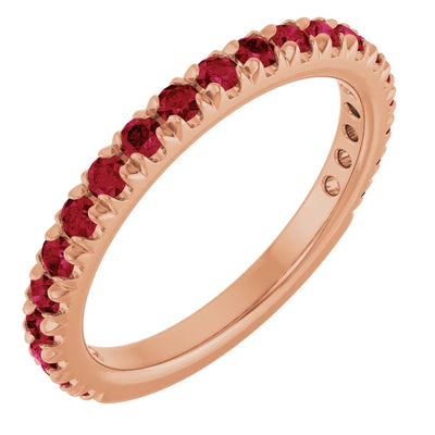 Kenla Round Gemstones 3/4 Eternity French Pave Wedding & Anniversary Band