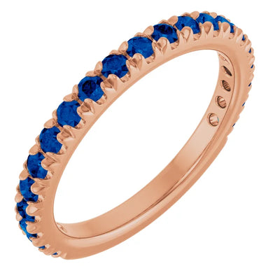 Kenla Round Gemstones 3/4 Eternity French Pave Wedding & Anniversary Band
