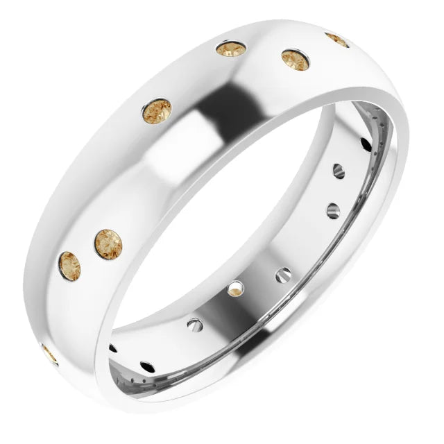 Round Gypsy Set Accented Full Eternity Bold Band