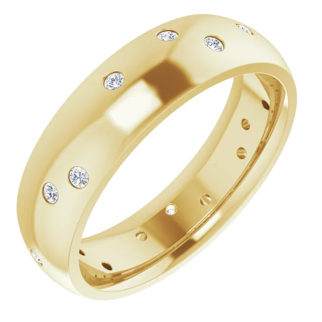 Round Gypsy Set Accented Full Eternity Bold Band