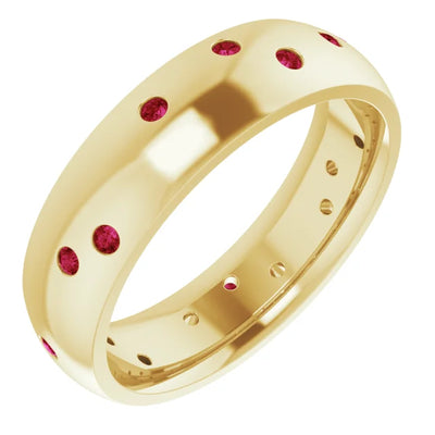 Round Gypsy Set Accented Full Eternity Bold Band