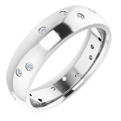 Round Gypsy Set Accented Full Eternity Bold Band