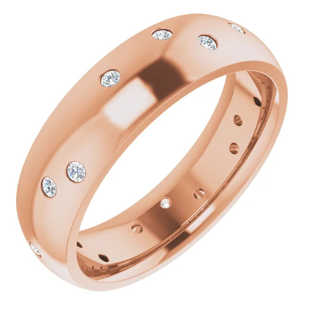 Round Gypsy Set Accented Full Eternity Bold Band