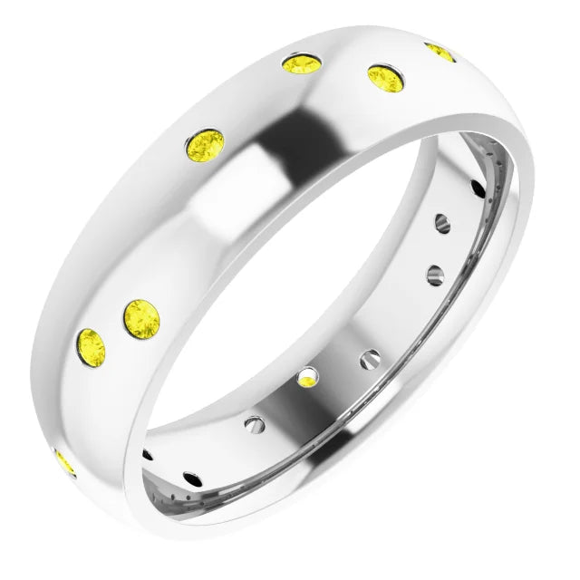 Round Gypsy Set Accented Full Eternity Bold Band