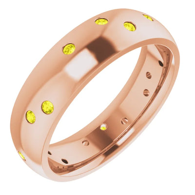 Round Gypsy Set Accented Full Eternity Bold Band