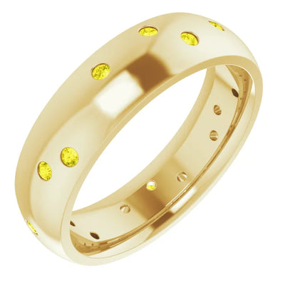 Round Gypsy Set Accented Full Eternity Bold Band