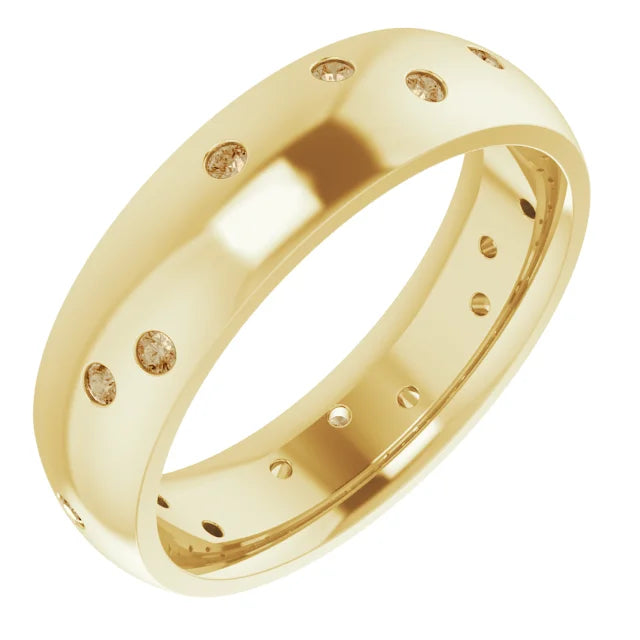 Round Gypsy Set Accented Full Eternity Bold Band