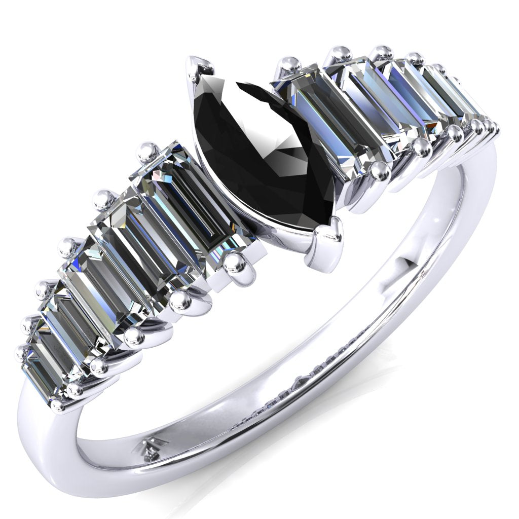 Austin Marquise Center with Baguette Diamonds Sparkling Ring