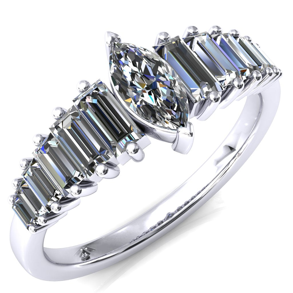 Austin Marquise Center with Baguette Diamonds Sparkling Ring