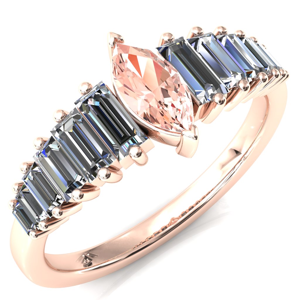 Austin Marquise Sapphires with Baguette Diamonds Sparkling Ring