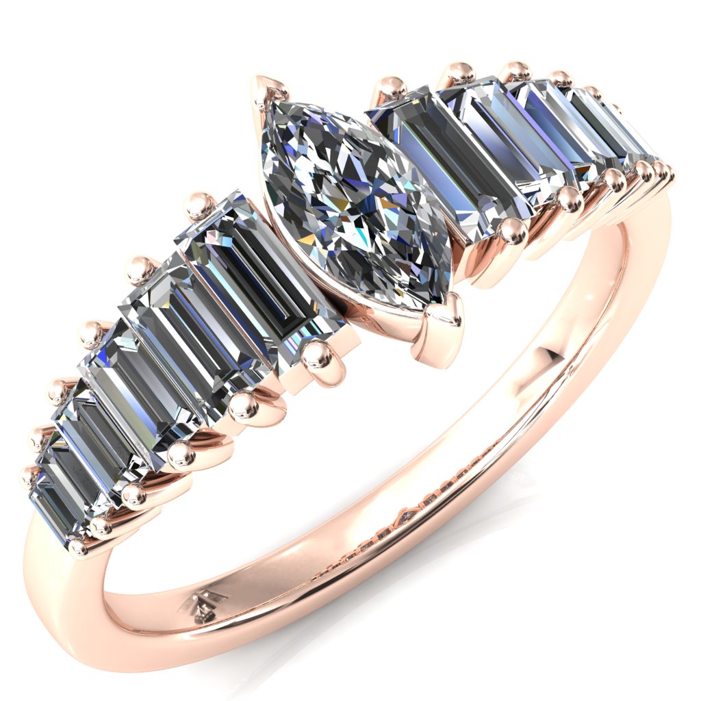 Austin Marquise Center with Baguette Diamonds Sparkling Ring