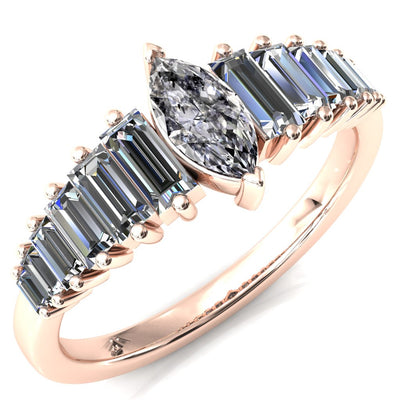 Austin Marquise Center with Baguette Diamonds Sparkling Ring