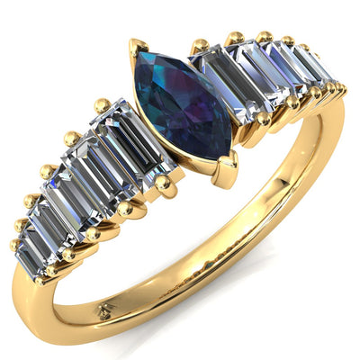 Austin Marquise Center with Baguette Diamonds Sparkling Ring