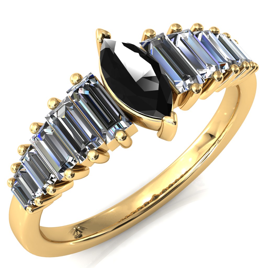 Austin Marquise Center with Baguette Diamonds Sparkling Ring