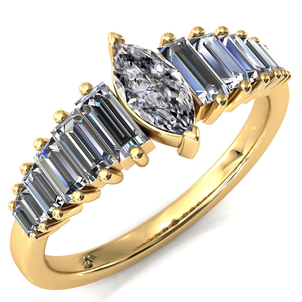 Austin Marquise Center with Baguette Diamonds Sparkling Ring