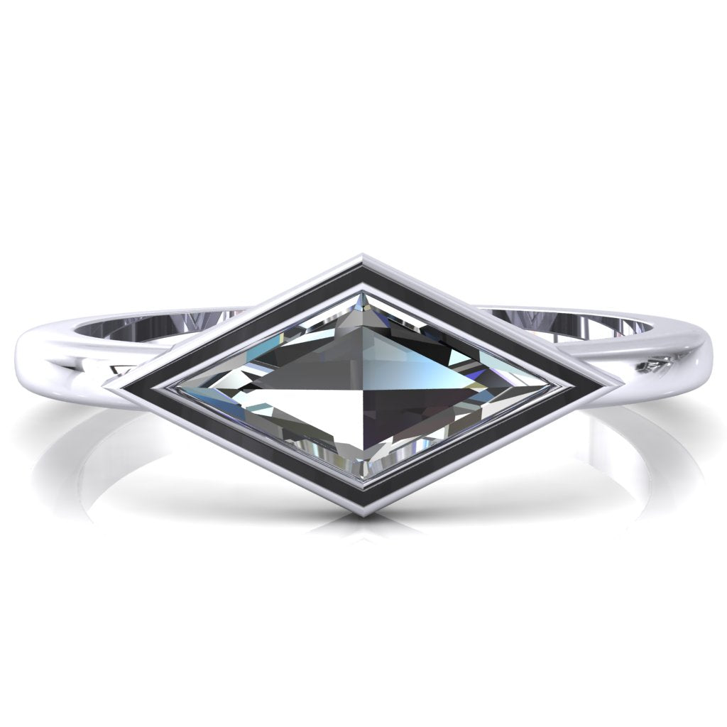 Londyn Lozenge Center Bezel Set Engagement Ring