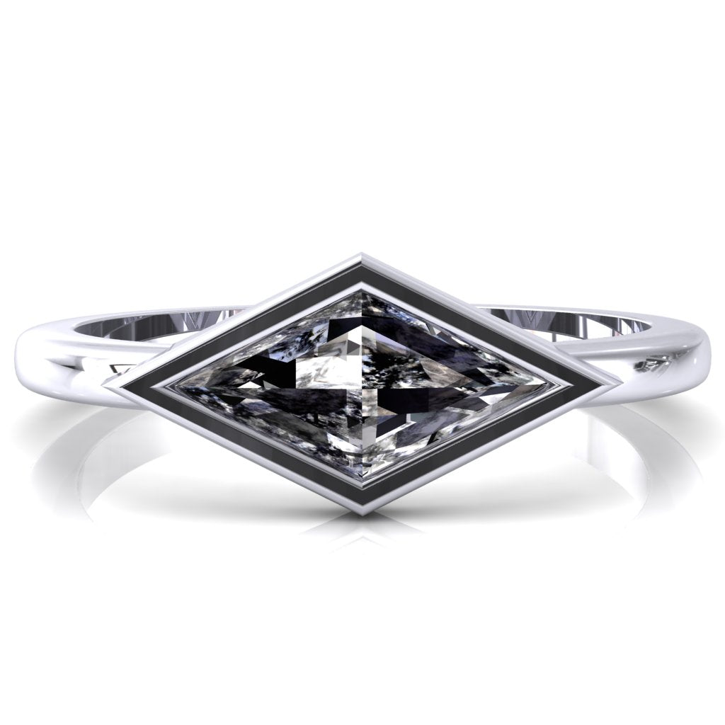 Londyn Lozenge Center Bezel Set Engagement Ring