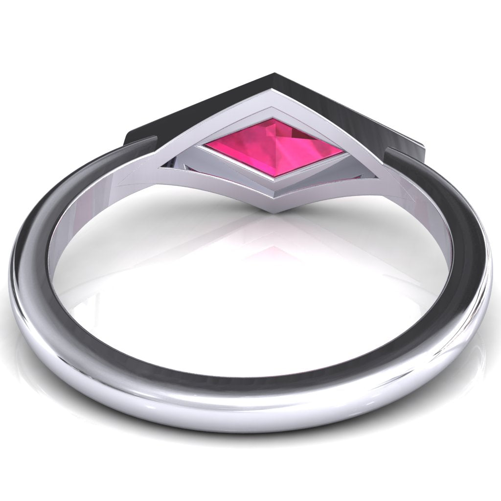 Londyn Lozenge Center Bezel Set Engagement Ring