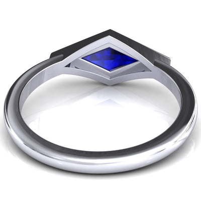 Londyn Lozenge Center Bezel Set Engagement Ring