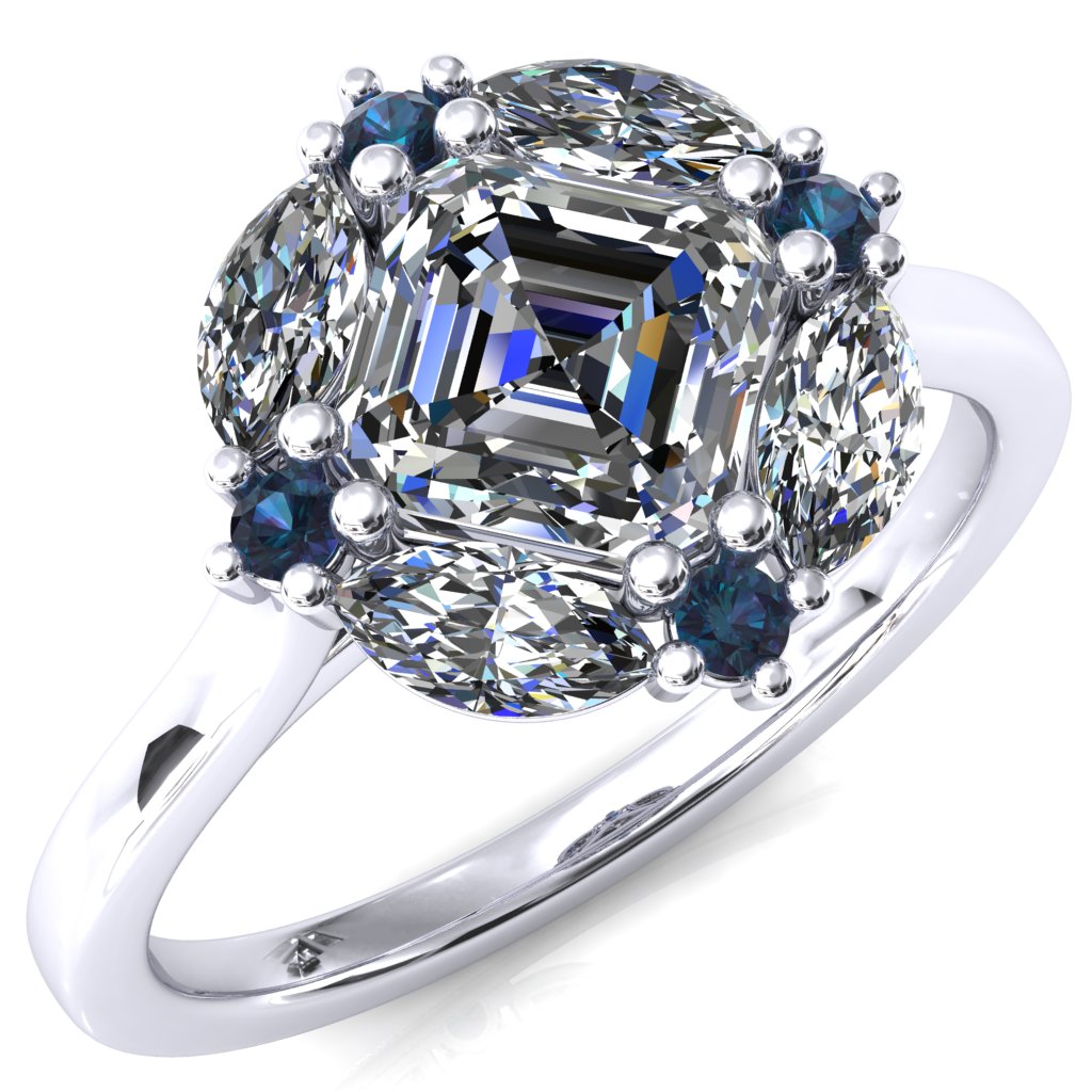 Jace Asscher Center Marquise & Round Floating Cluster Halo Royale Ring