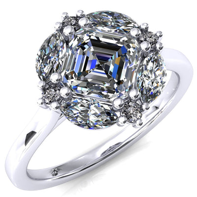 Jace Asscher Center Marquise & Round Floating Cluster Halo Royale Ring