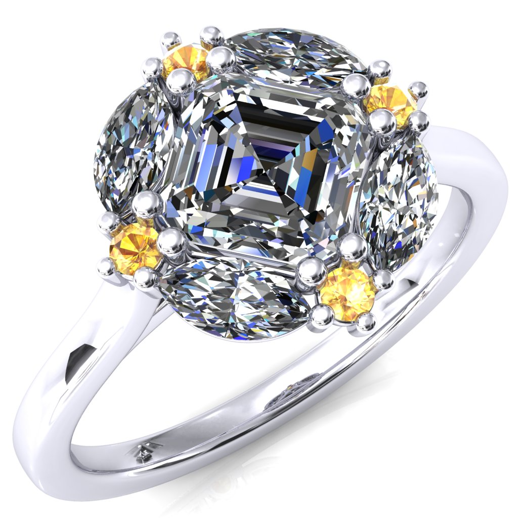 Jace Asscher Center Marquise & Round Floating Cluster Halo Royale Ring