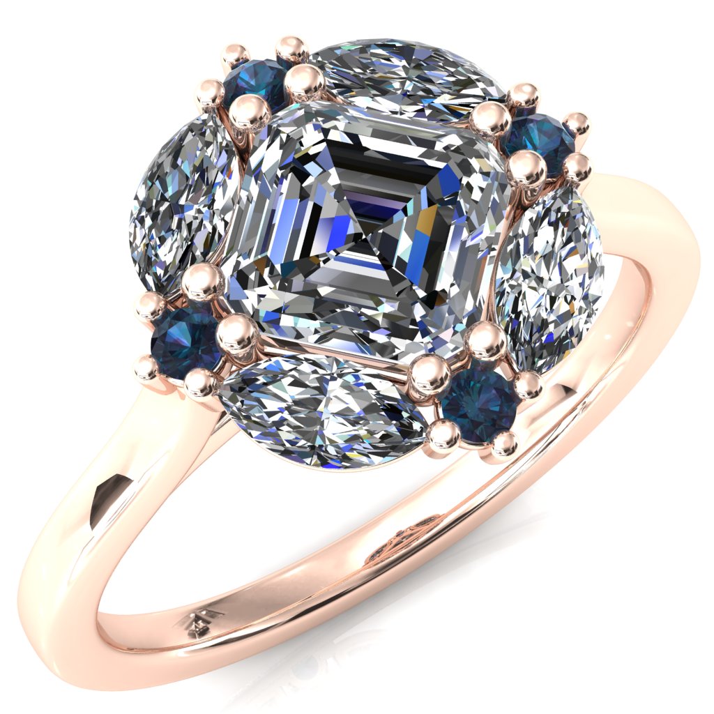 Jace Asscher Center Marquise & Round Floating Cluster Halo Royale Ring