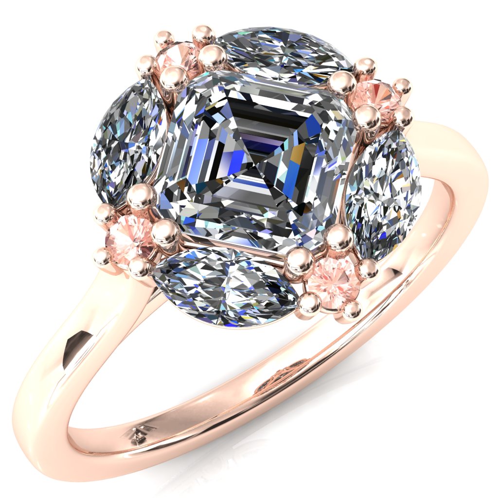 Jace Asscher Center Marquise & Round Floating Cluster Halo Royale Ring