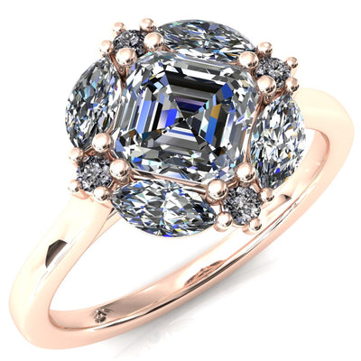 Jace Asscher Center Marquise & Round Floating Cluster Halo Royale Ring