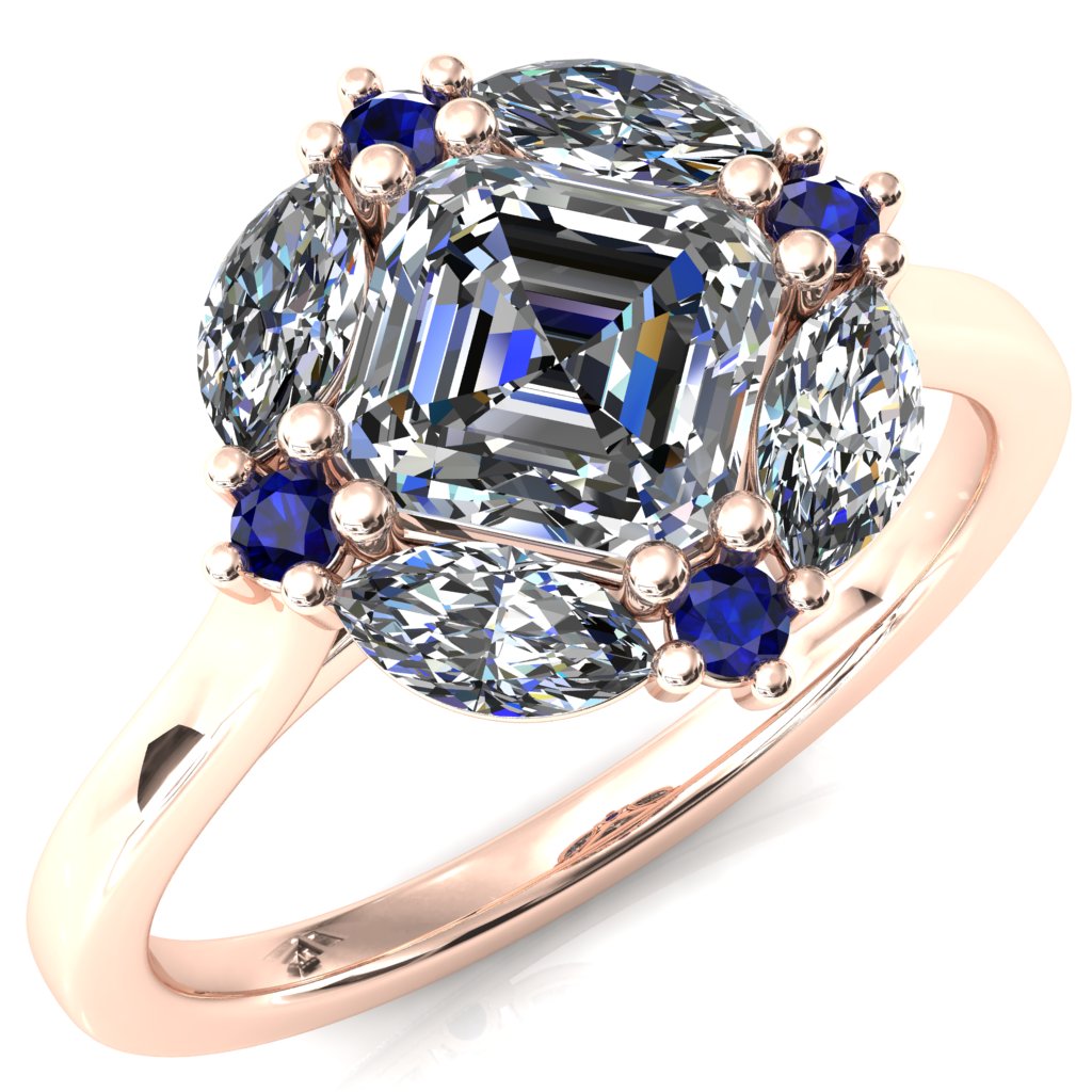 Jace Asscher Center Marquise & Round Floating Cluster Halo Royale Ring