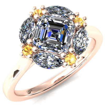 Jace Asscher Center Marquise & Round Floating Cluster Halo Royale Ring