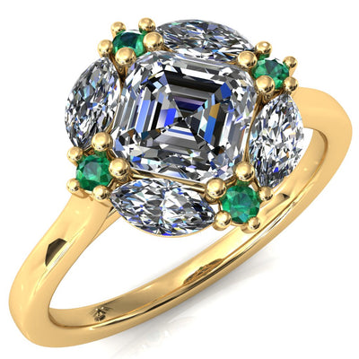 Jace Asscher Center Marquise & Round Floating Cluster Halo Royale Ring