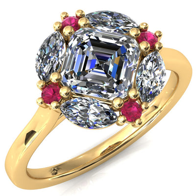 Jace Asscher Center Marquise & Round Floating Cluster Halo Royale Ring