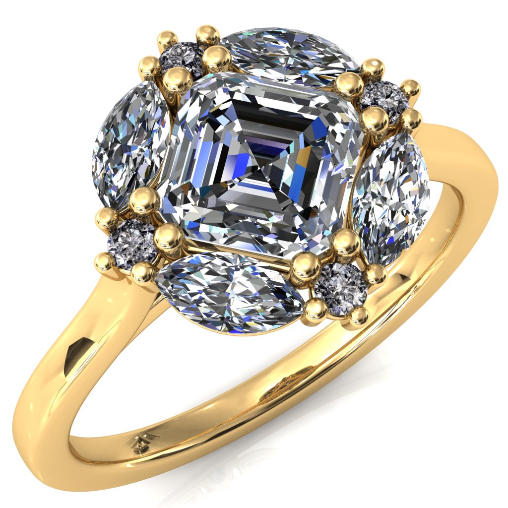 Jace Asscher Center Marquise & Round Floating Cluster Halo Royale Ring