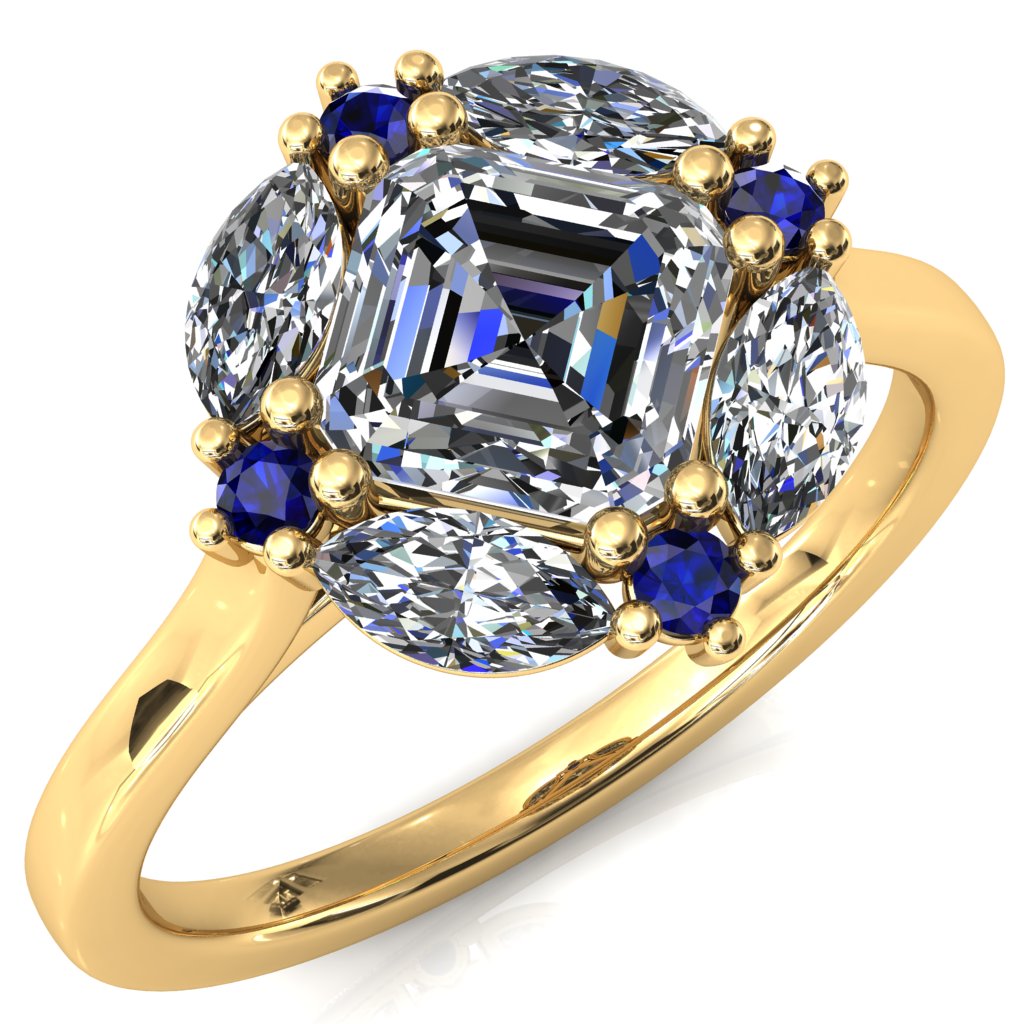 Jace Asscher Center Marquise & Round Floating Cluster Halo Royale Ring