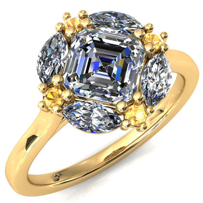 Jace Asscher Center Marquise & Round Floating Cluster Halo Royale Ring