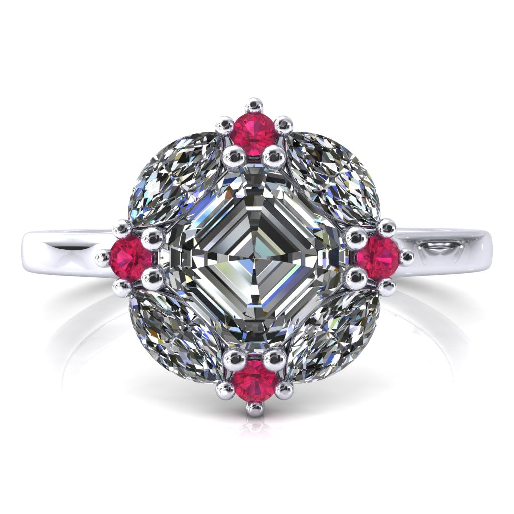 Jace Asscher Center Marquise & Round Floating Cluster Halo Royale Ring