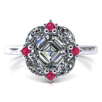 Jace Asscher Center Marquise & Round Floating Cluster Halo Royale Ring