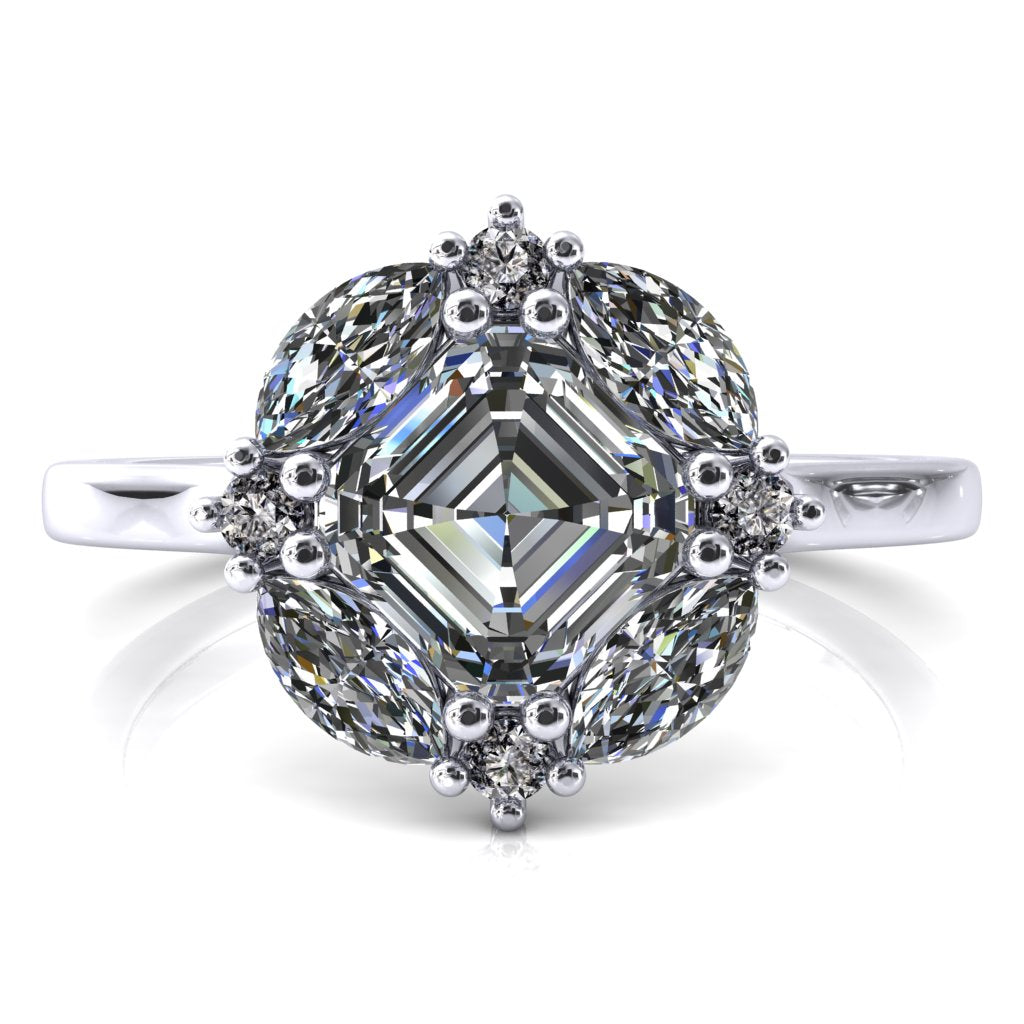 Jace Asscher Center Marquise & Round Floating Cluster Halo Royale Ring