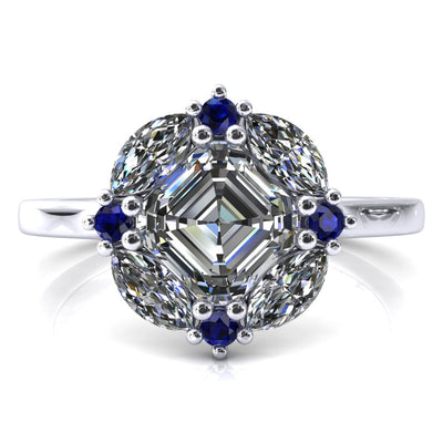 Jace Asscher Center Marquise & Round Floating Cluster Halo Royale Ring