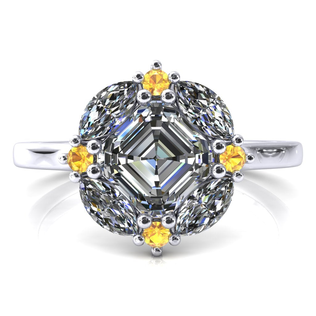 Jace Asscher Center Marquise & Round Floating Cluster Halo Royale Ring