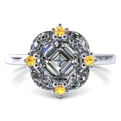 Jace Asscher Center Marquise & Round Floating Cluster Halo Royale Ring