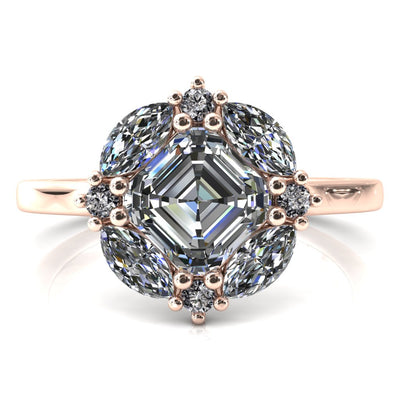 Jace Asscher Center Marquise & Round Floating Cluster Halo Royale Ring