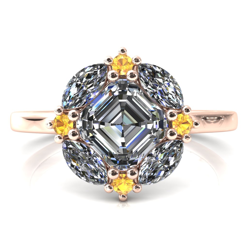 Jace Asscher Center Marquise & Round Floating Cluster Halo Royale Ring