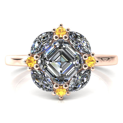 Jace Asscher Center Marquise & Round Floating Cluster Halo Royale Ring