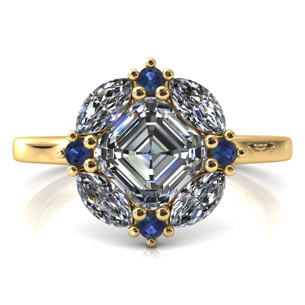 Jace Asscher Center Marquise & Round Floating Cluster Halo Royale Ring